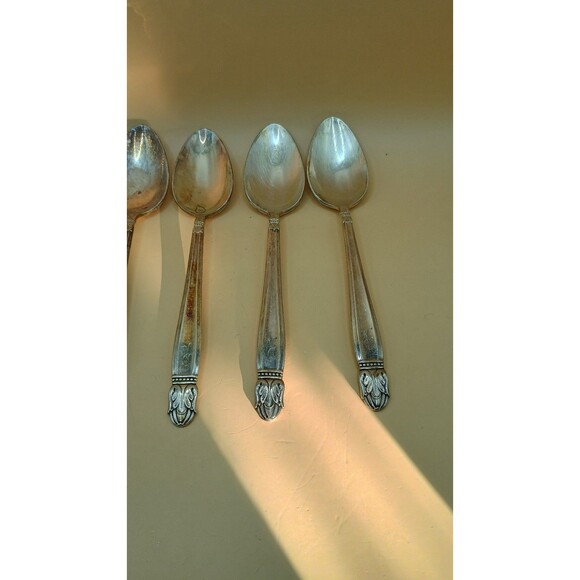 Vntg HOLMES & EDWARDS IS Danish Princess Inlaid Silver Plate - Teaspoons 5Pcs - Picture 3 of 8